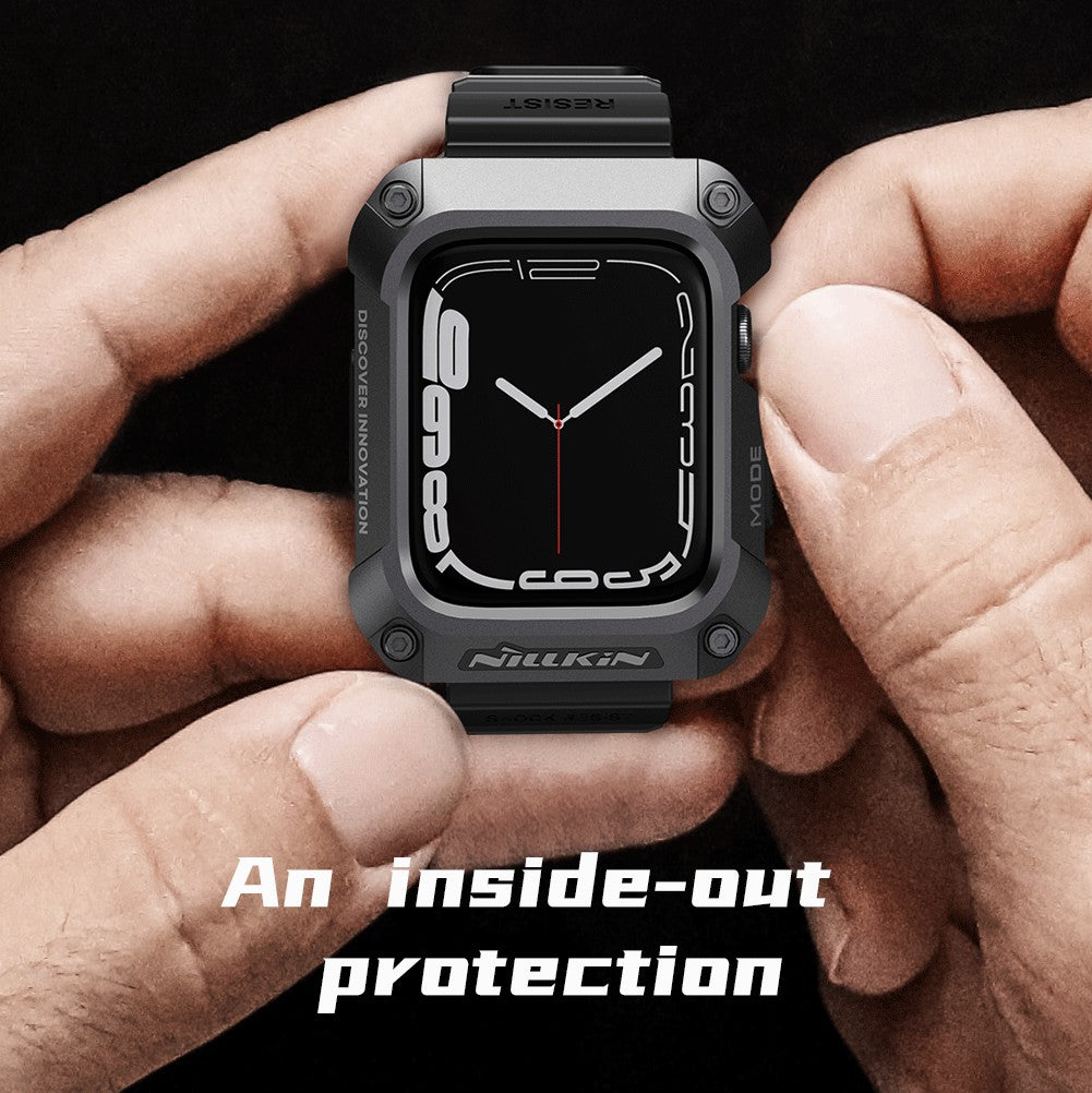 NILLKIN For Apple Watch SE / SE (2022) / Series 4 / 5 / 6 44mm Alloy Rugged Protector Cover with TPU Watch Band