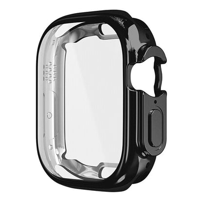 RURIHAI PC Watch Case for Apple Watch 9 / 8 / 7 45mm , Press Button Watch Cover with High Alumina Glass Screen Film