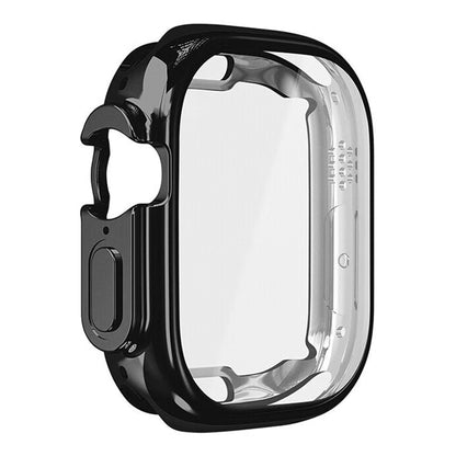 RURIHAI PC Watch Case for Apple Watch 9 / 8 / 7 45mm , Press Button Watch Cover with High Alumina Glass Screen Film