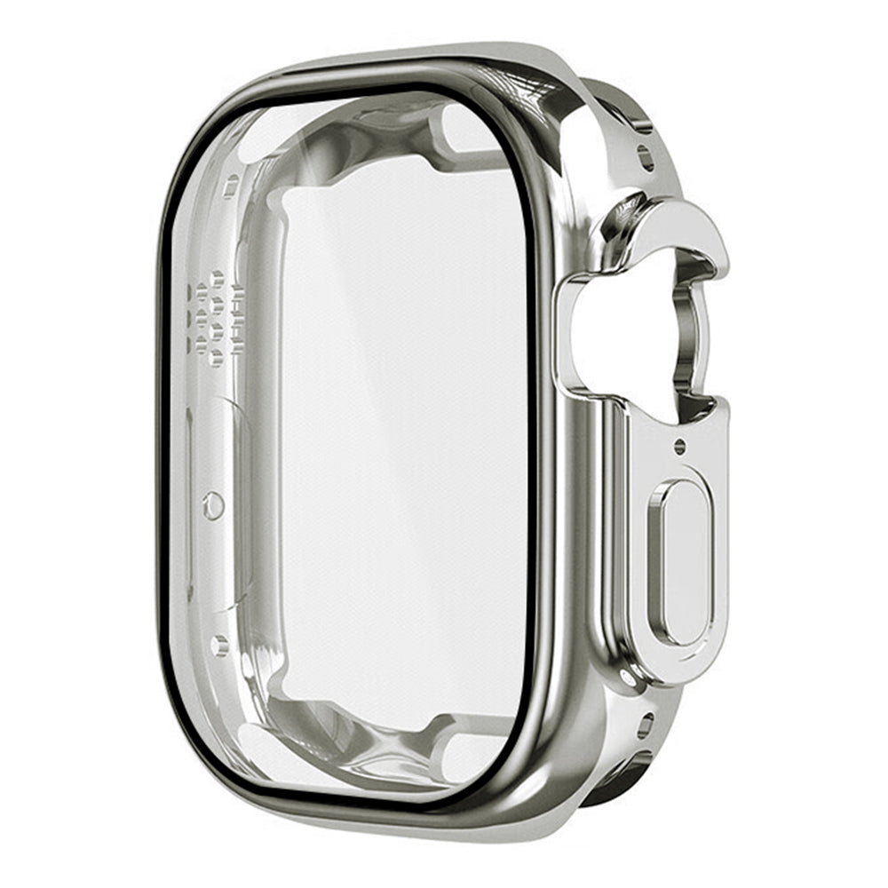 RURIHAI PC Watch Case for Apple Watch 9 / 8 / 7 45mm , Press Button Watch Cover with High Alumina Glass Screen Film