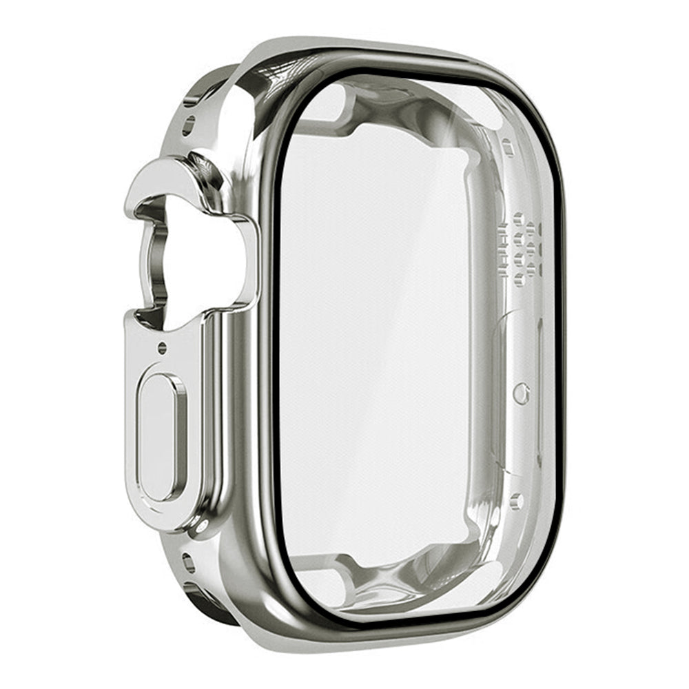 RURIHAI PC Watch Case for Apple Watch 9 / 8 / 7 45mm , Press Button Watch Cover with High Alumina Glass Screen Film