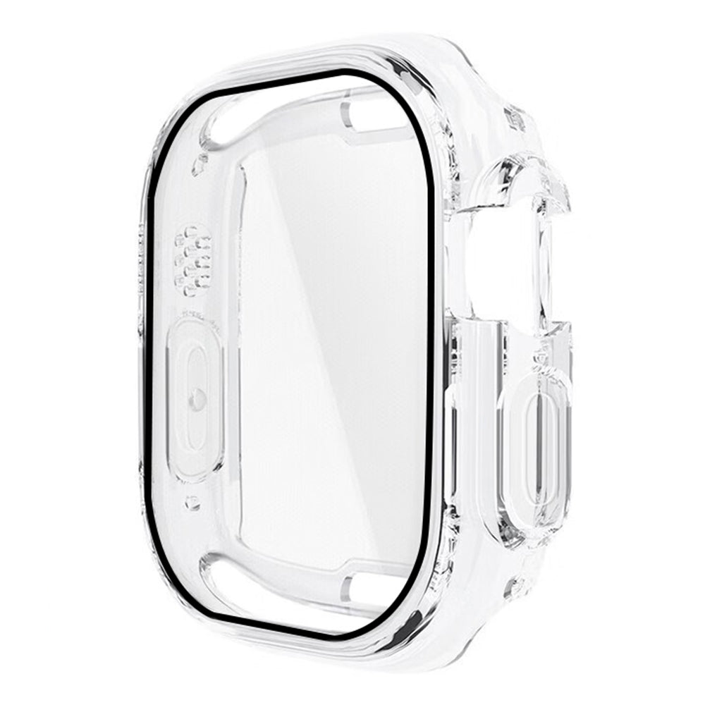 RURIHAI PC Watch Case for Apple Watch 9 / 8 / 7 45mm , Press Button Watch Cover with High Alumina Glass Screen Film