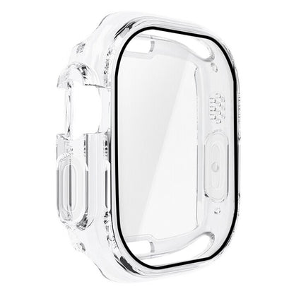 RURIHAI PC Watch Case for Apple Watch 9 / 8 / 7 45mm , Press Button Watch Cover with High Alumina Glass Screen Film