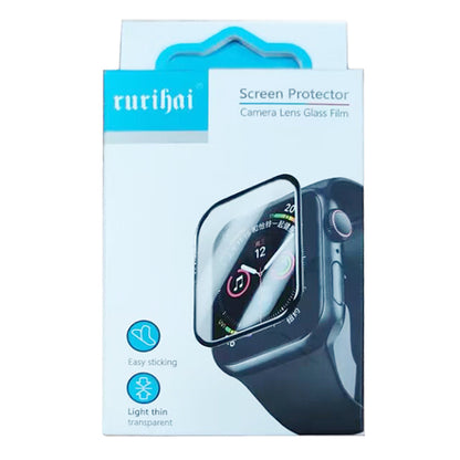 RURIHAI PC Watch Case for Apple Watch 9 / 8 / 7 45mm , Press Button Watch Cover with High Alumina Glass Screen Film