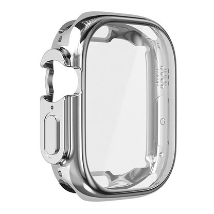 RURIHAI PC Watch Case for Apple Watch 9 / 8 / 7 45mm , Press Button Watch Cover with High Alumina Glass Screen Film