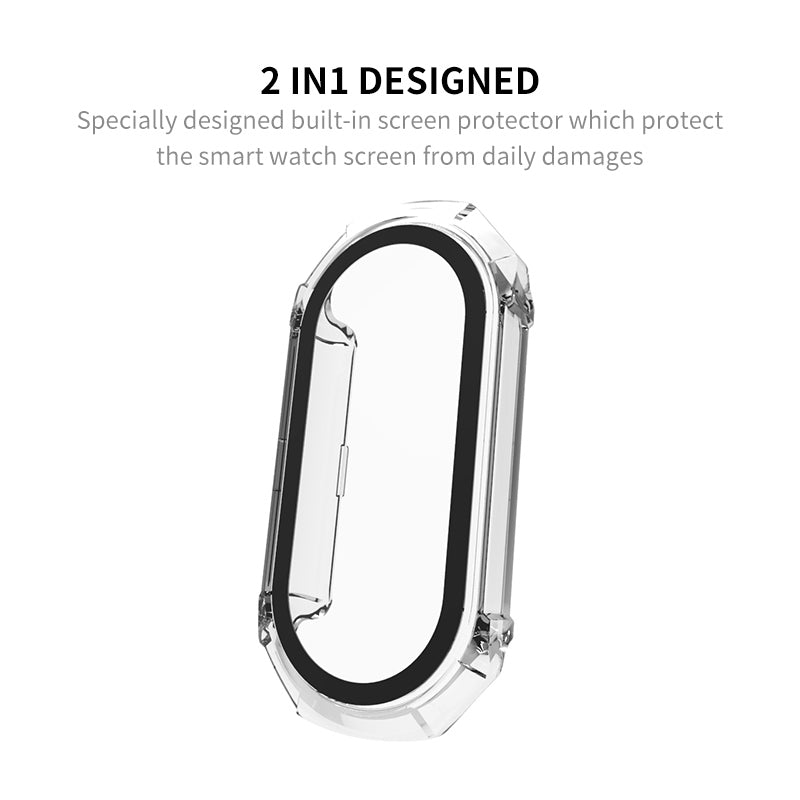 ENKAY Hat Prince For Xiaomi Smart Band 8 Full Coverage Hard PC Watch Case with HD Tempered Glass Film