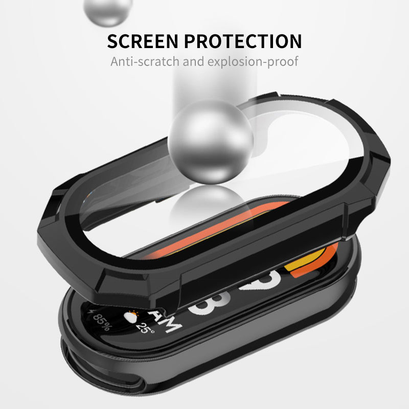 ENKAY Hat Prince For Xiaomi Smart Band 8 Full Coverage Hard PC Watch Case with HD Tempered Glass Film