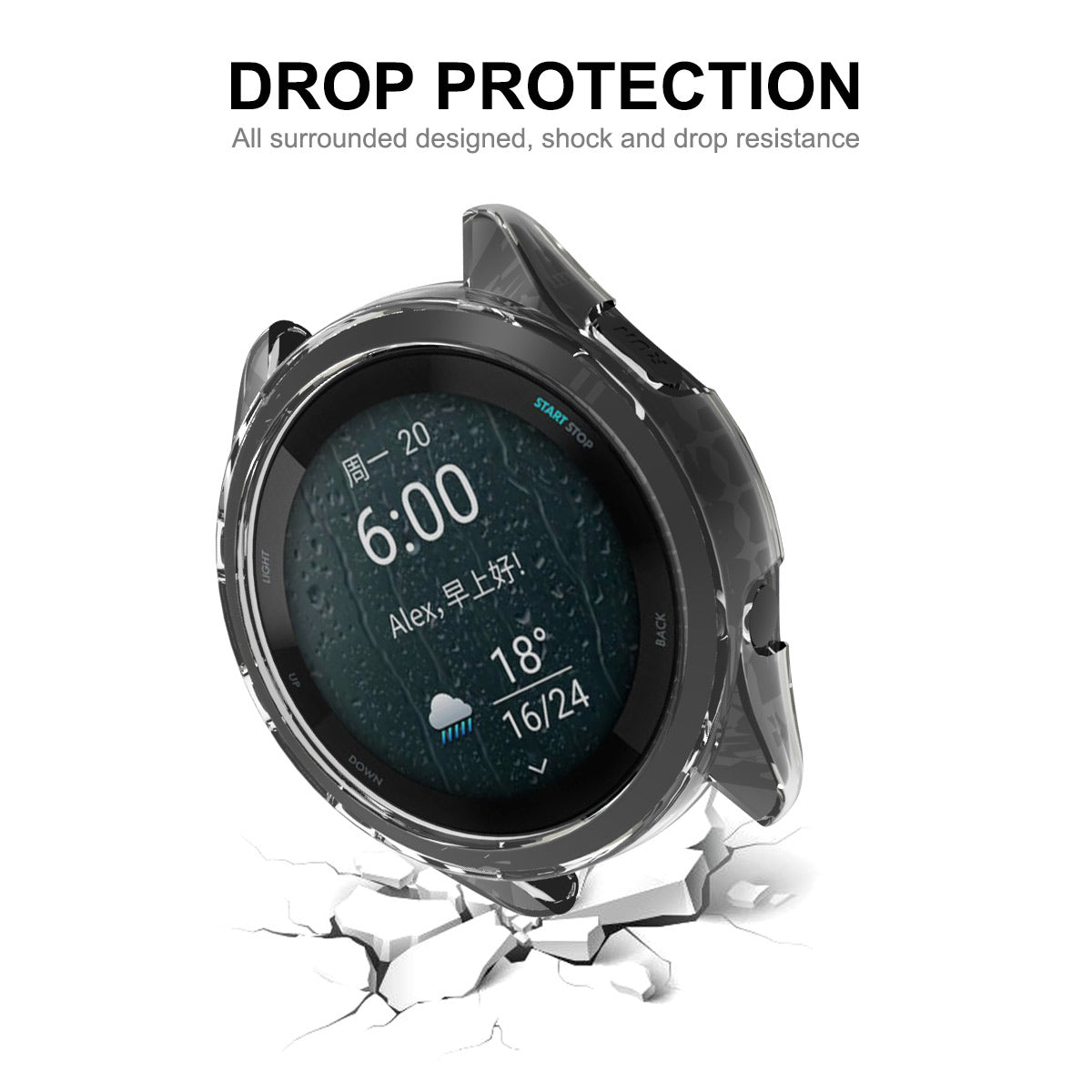 ENKAY HAT PRINCE for Garmin Forerunner 265S Anti-drop Watch Case Transparent TPU Protective Frame Cover