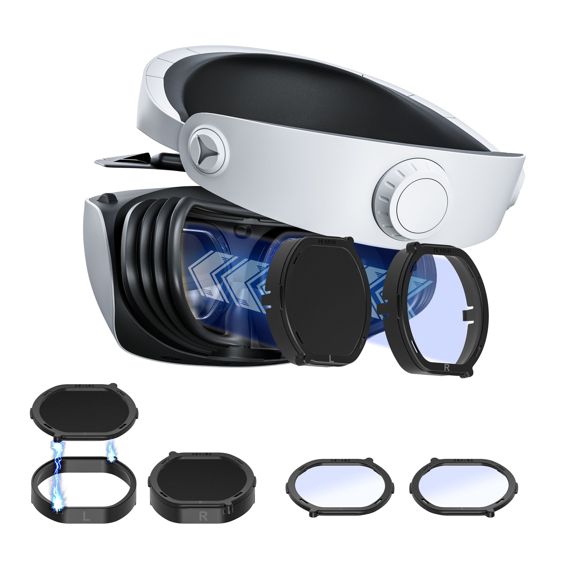 DEVASO Lightweight Lens Cover Accessories Kit for PS VR2 Headset Anti-Scratch Ring Lens Protector