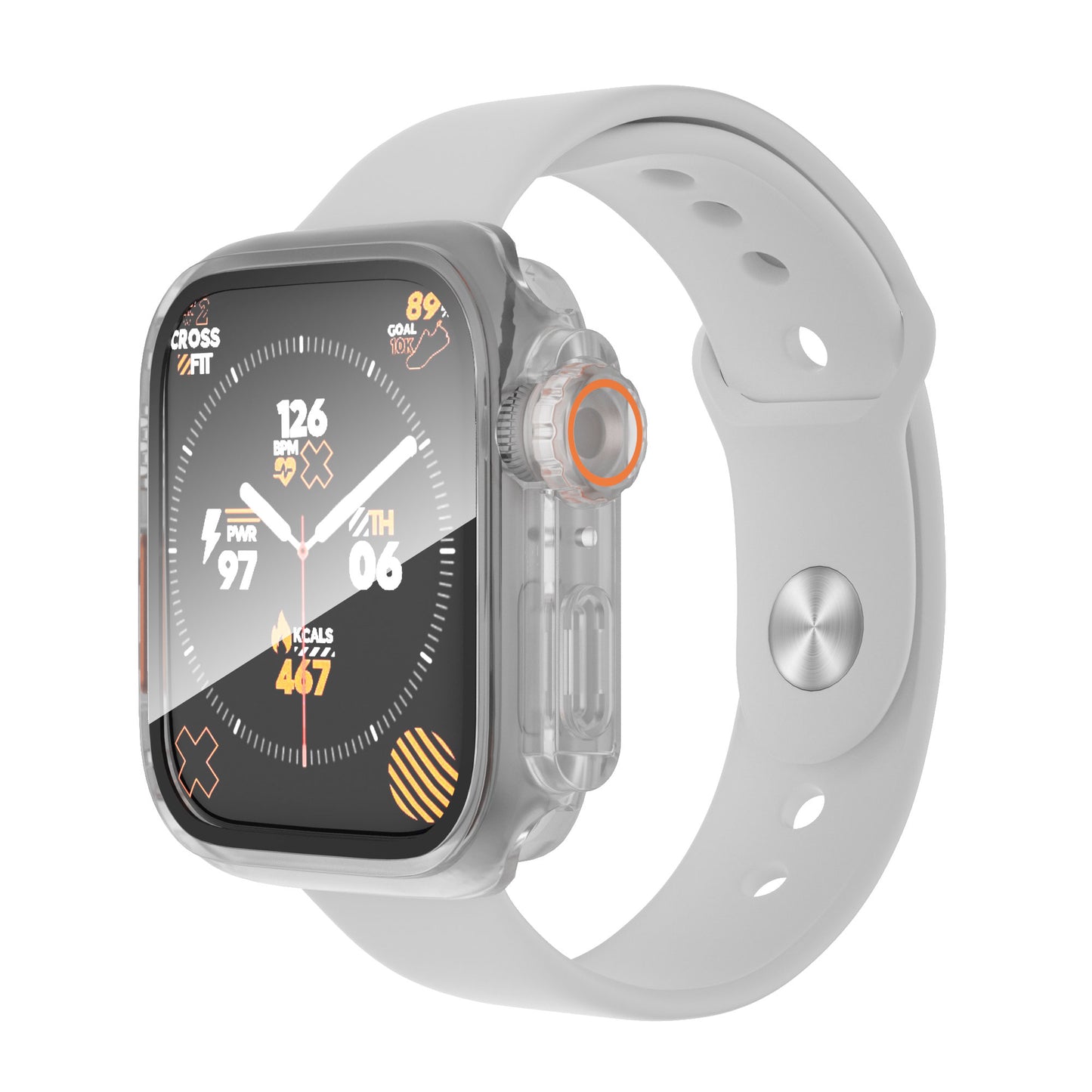 Waterproof Full Coverage Cover for Apple Watch Series 9 / 8 / 7 45mm , Hard PC Watch Case with Tempered Glass Screen Protector