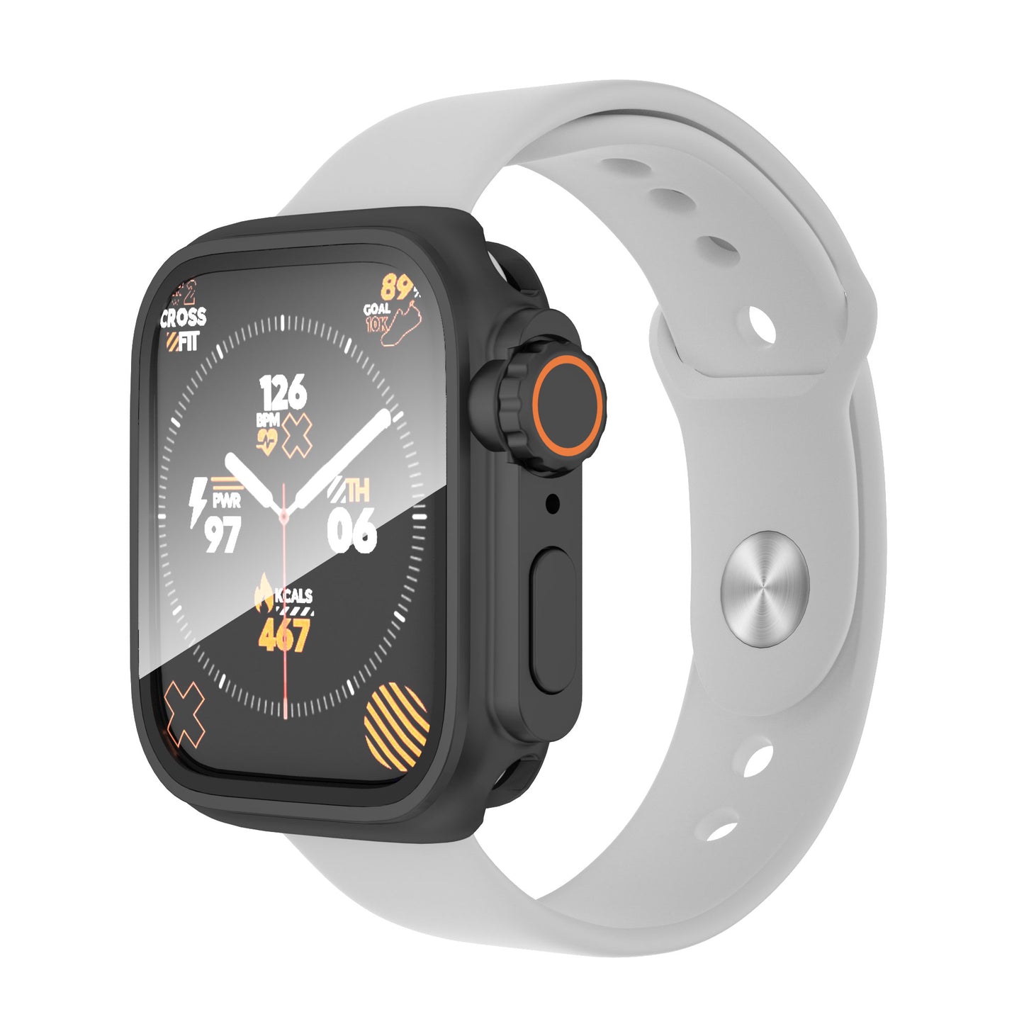 Waterproof Full Coverage Cover for Apple Watch Series 9 / 8 / 7 45mm , Hard PC Watch Case with Tempered Glass Screen Protector