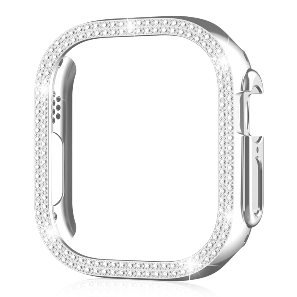 For Apple Watch Ultra 2 49mm / Ultra 49mm Hollow PC Watch Frame Cover Dual-Row Rhinestone Decor Smartwatch Case