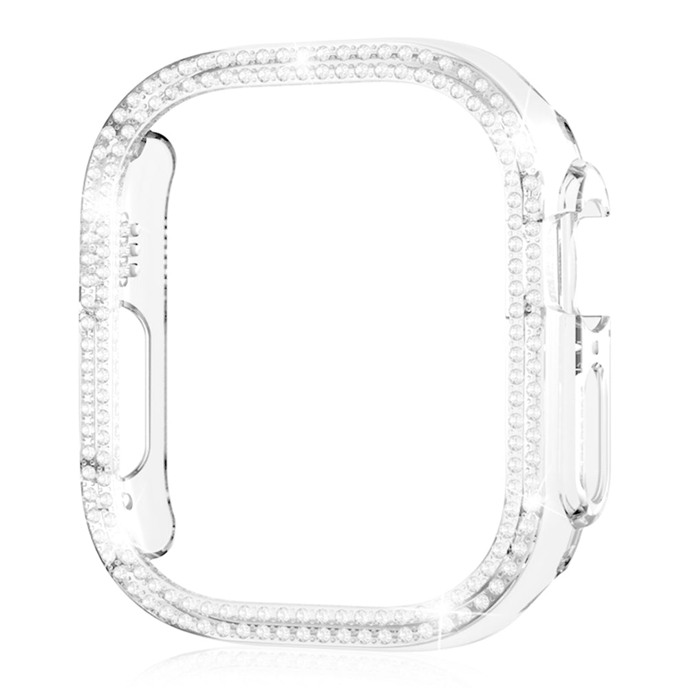 For Apple Watch Ultra 2 49mm / Ultra 49mm Hollow PC Watch Frame Cover Dual-Row Rhinestone Decor Smartwatch Case