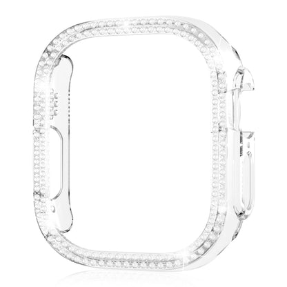 For Apple Watch Ultra 2 49mm / Ultra 49mm Hollow PC Watch Frame Cover Dual-Row Rhinestone Decor Smartwatch Case