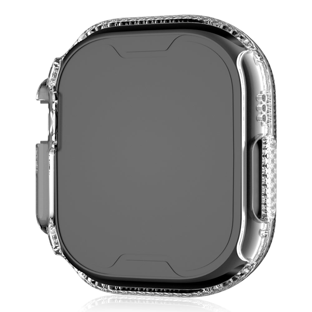 For Apple Watch Ultra 2 49mm / Ultra 49mm Hollow PC Watch Frame Cover Dual-Row Rhinestone Decor Smartwatch Case