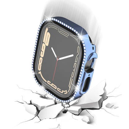 For Apple Watch Ultra 2 49mm / Ultra 49mm PC Frame + Tempered Glass Screen Film Watch Protector with Single-Row Rhinestone