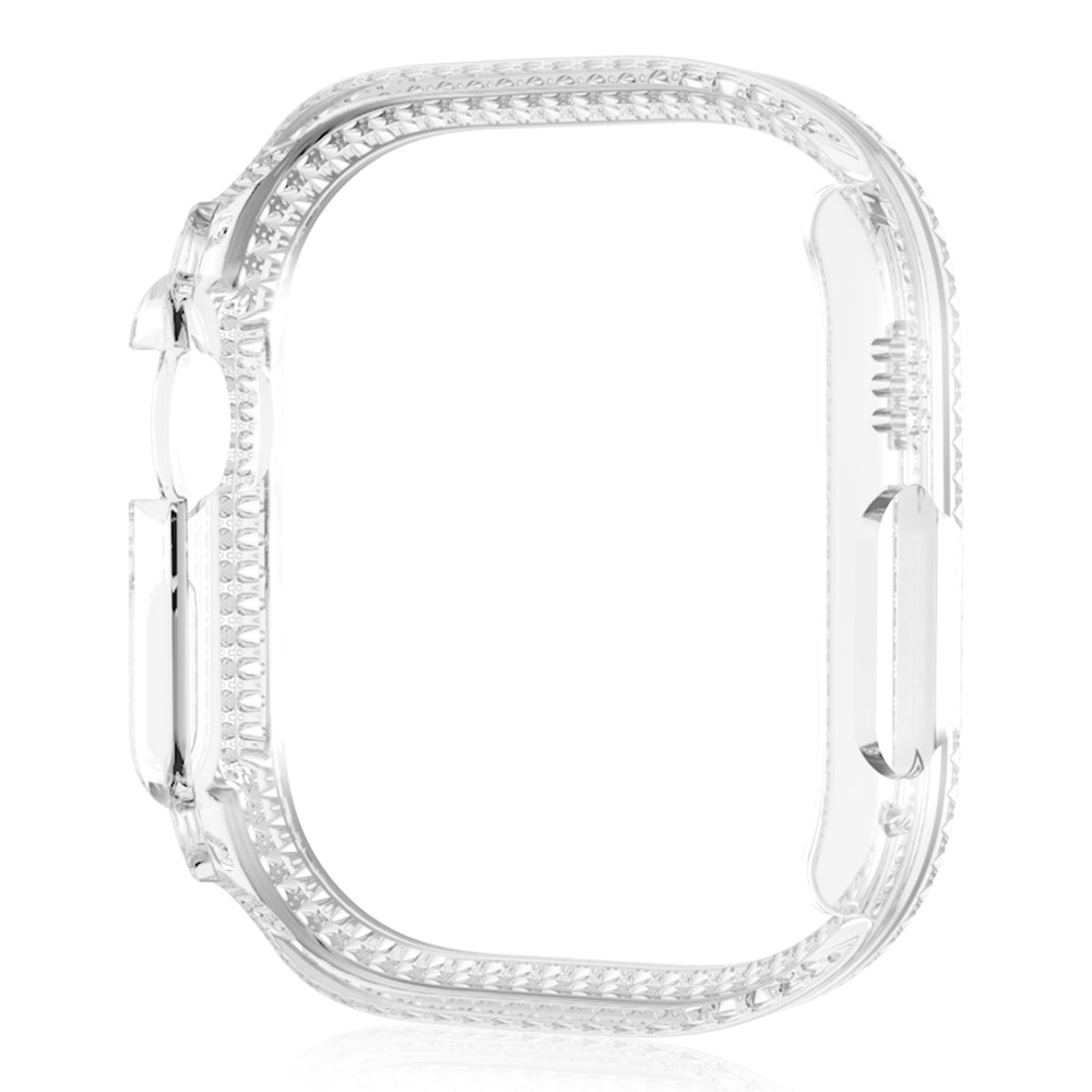 For Apple Watch Ultra 2 49mm / Ultra 49mm PC Frame + Tempered Glass Screen Film Watch Protector with Single-Row Rhinestone