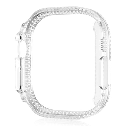 For Apple Watch Ultra 2 49mm / Ultra 49mm PC Frame + Tempered Glass Screen Film Watch Protector with Single-Row Rhinestone