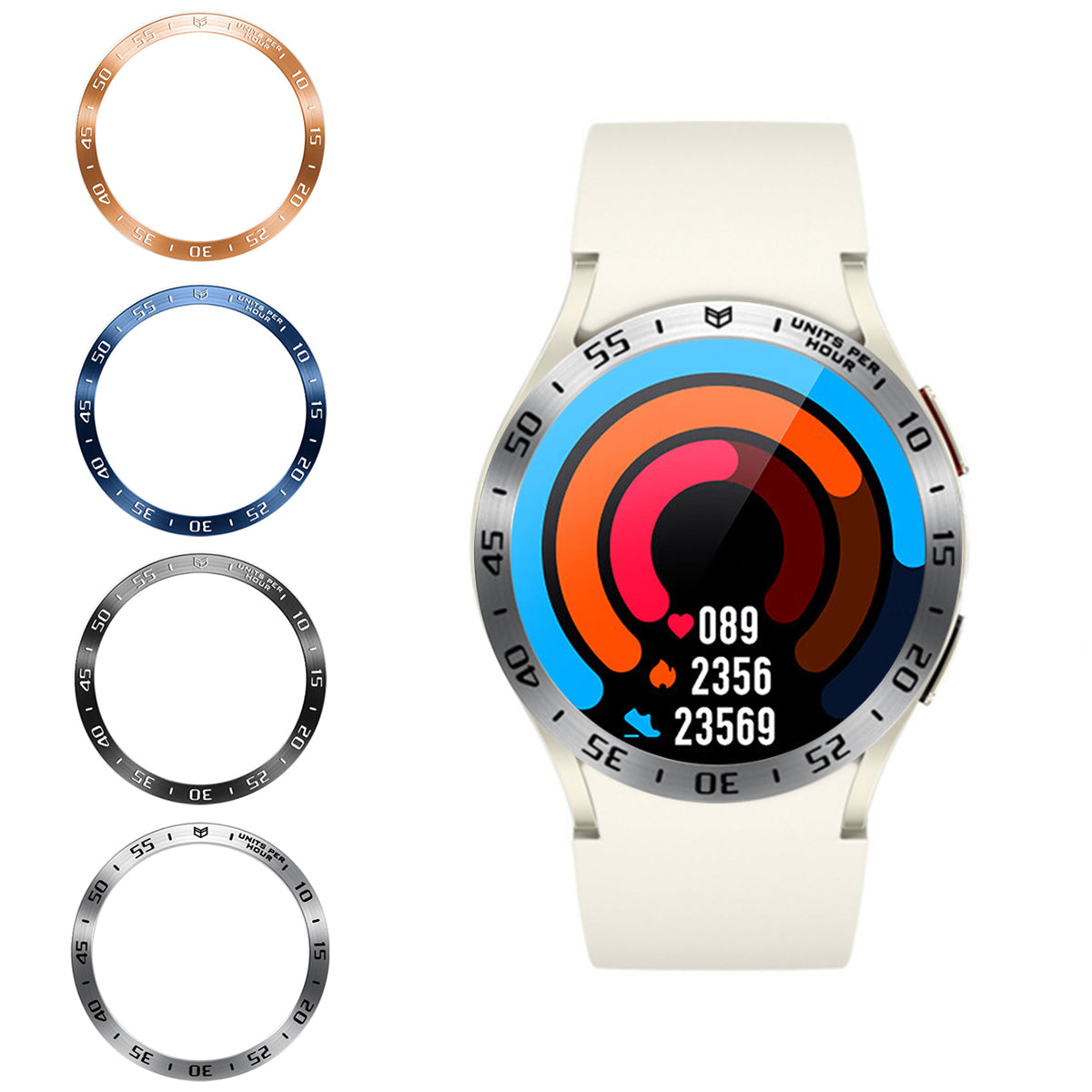 For Samsung Galaxy Watch6 Classic 47mm Bezel Ring Stainless Steel Watch Bezel Adhesive Cover (Type A)