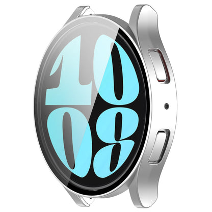 For Samsung Galaxy Watch6 44mm PC Watch Case Protective Frame with Built-in Tempered Glass Film