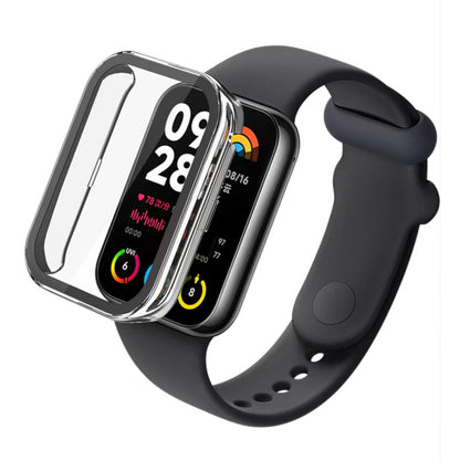 For Xiaomi Smart Band 8 Pro Hard PC Protective Watch Frame Case with Tempered Glass Screen Protector