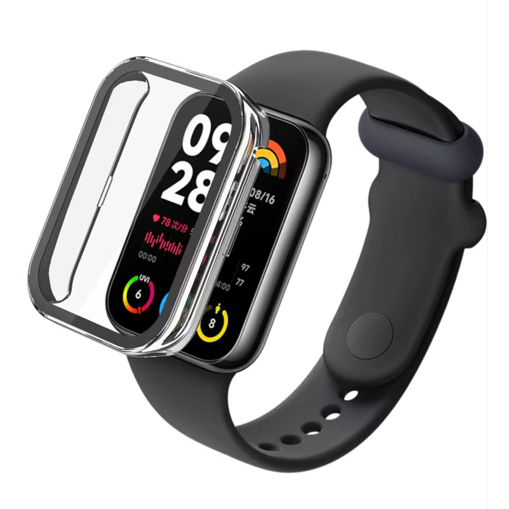 For Xiaomi Smart Band 8 Pro Hard PC Protective Watch Frame Case with Tempered Glass Screen Protector