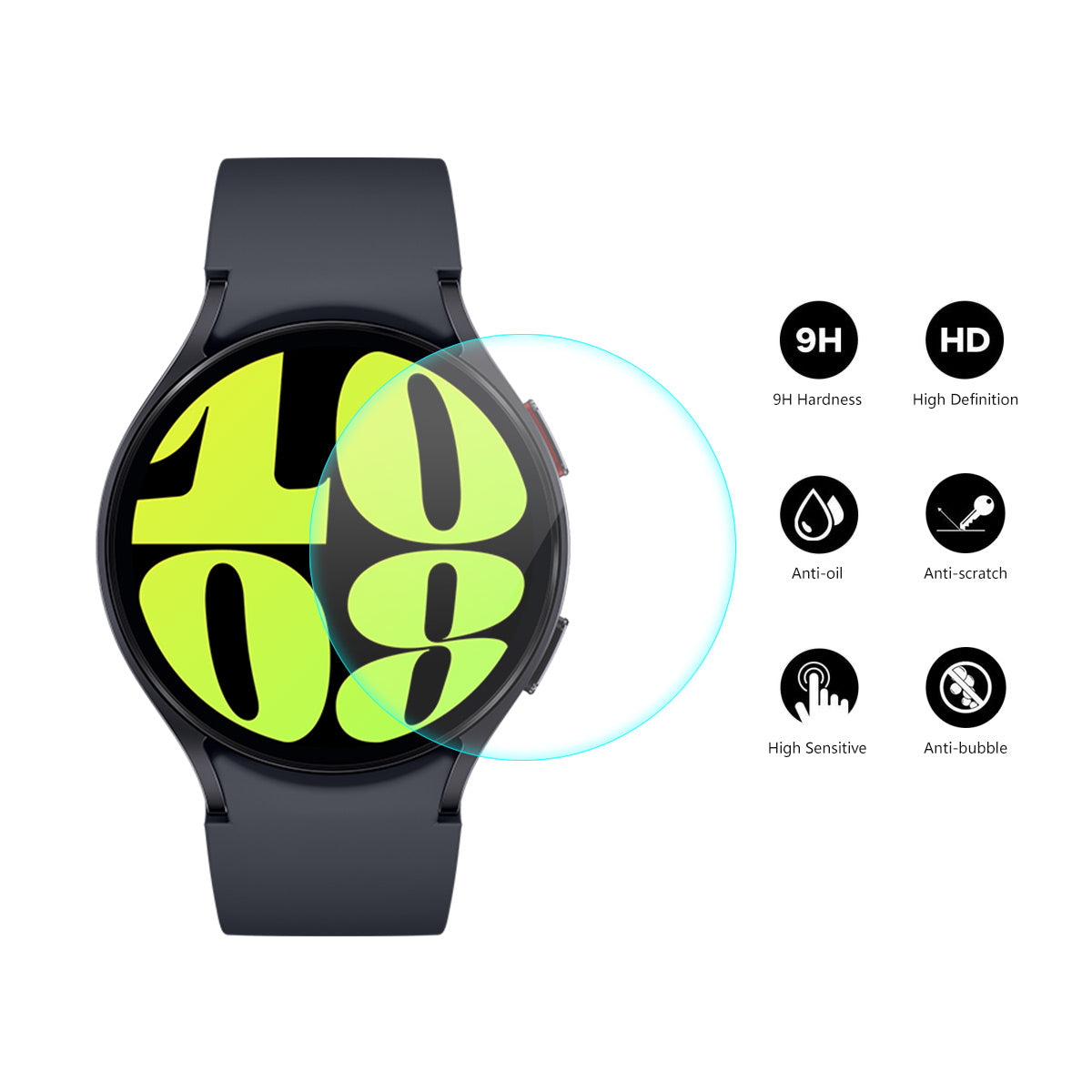 ENKAY HAT PRINCE 10PCS Watch Film for Samsung Galaxy Watch6 44mm , Scratch Proof 0.2mm 9H High Aluminum-silicon Glass Screen Protector