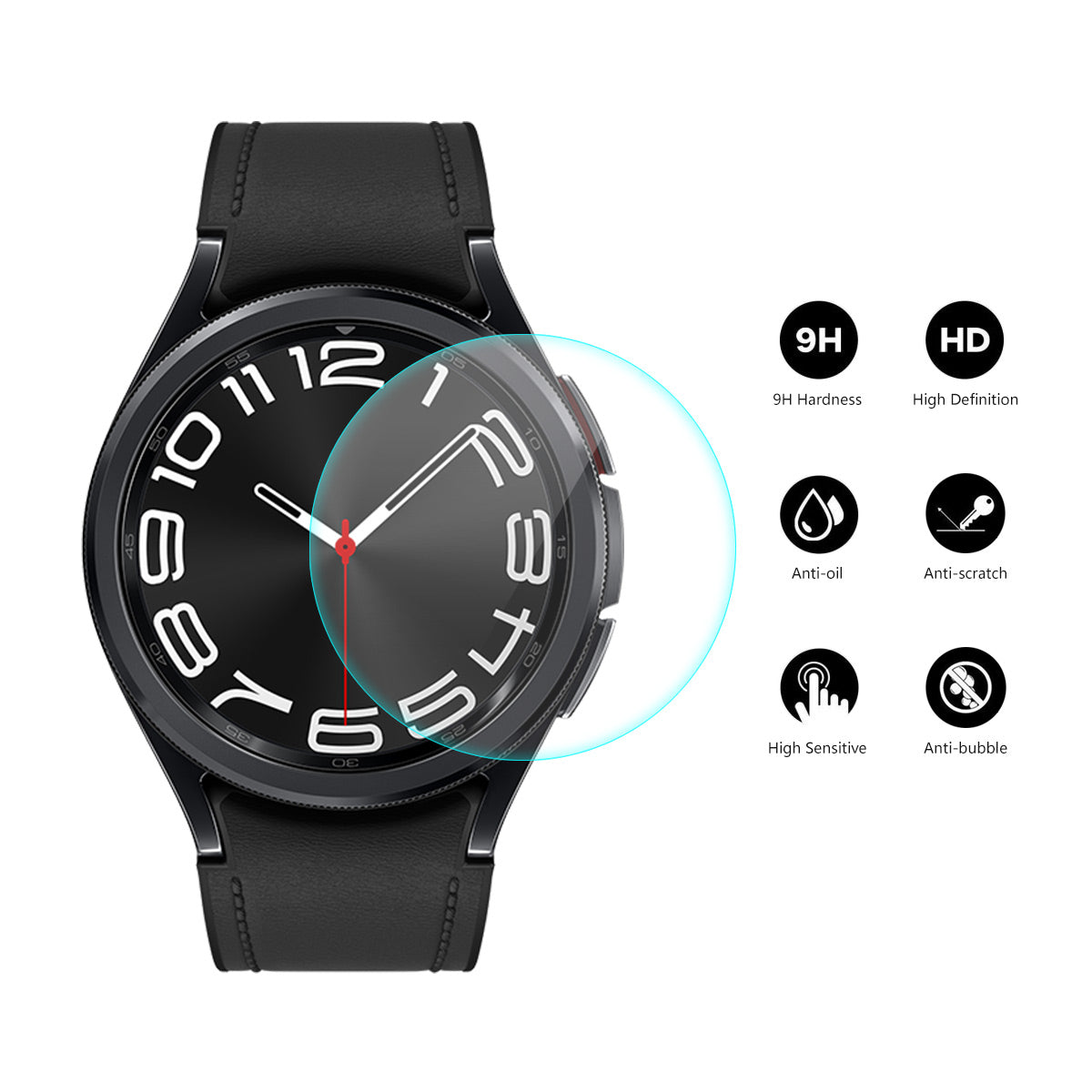 ENKAY HAT PRINCE 10PCS Watch Film for Samsung Galaxy Watch6 Classic 43mm , 0.2mm 9H Oleophobic High Aluminum-silicon Glass Screen Protector