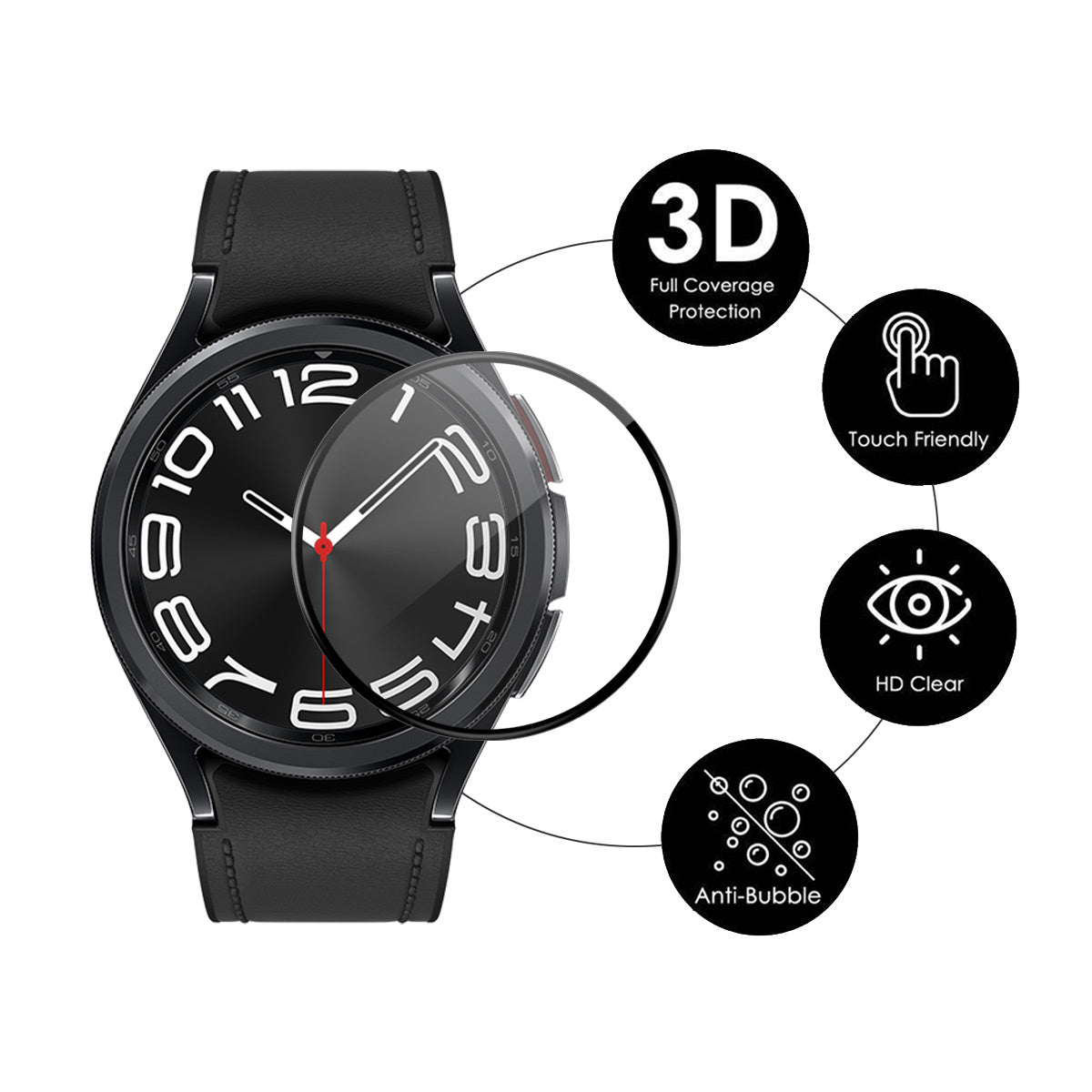 ENKAY HAT PRINCE For Samsung Galaxy Watch6 Classic 43mm Watch Screen Film 3D Curved Soft PC Edge Full Cover PMMA Film