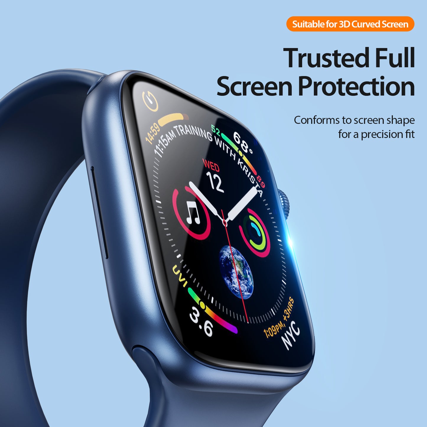 DUX DUCIS 2Pcs Hydrogel Screen Protector for Apple Watch Series 9 8 7 45mm , TPE+PMMA Anti-Scratch 3D Curved Edge Watch Film