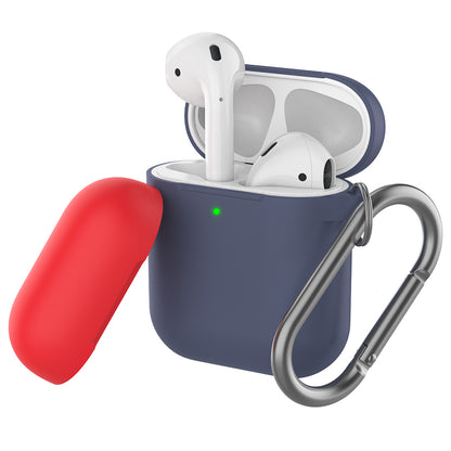 AHASTYLE PT-46 For AirPods with Charging Case (2016) / (2019) / AirPods with Wireless Charging Case (2019) Contrast Color Splittable Cover Silicone Anti-drop Sleeve