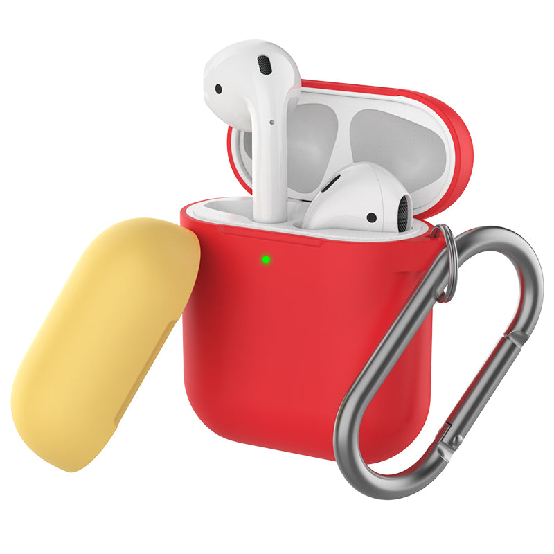 AHASTYLE PT-46 For AirPods with Charging Case (2016) / (2019) / AirPods with Wireless Charging Case (2019) Contrast Color Splittable Cover Silicone Anti-drop Sleeve