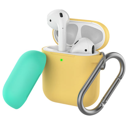 AHASTYLE PT-46 For AirPods with Charging Case (2016) / (2019) / AirPods with Wireless Charging Case (2019) Contrast Color Splittable Cover Silicone Anti-drop Sleeve