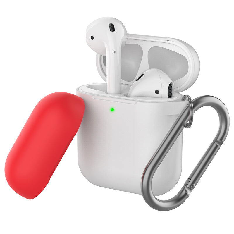 AHASTYLE PT-46 For AirPods with Charging Case (2016) / (2019) / AirPods with Wireless Charging Case (2019) Contrast Color Splittable Cover Silicone Anti-drop Sleeve