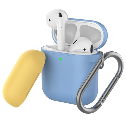 AHASTYLE PT-46 For AirPods with Charging Case (2016) / (2019) / AirPods with Wireless Charging Case (2019) Contrast Color Splittable Cover Silicone Anti-drop Sleeve