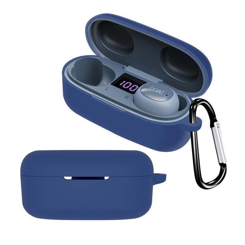 Silicone Case for Boat Airdopes 121 V2 Protective Cover Bluetooth Earbuds Case Cover with Anti-Loss Buckle