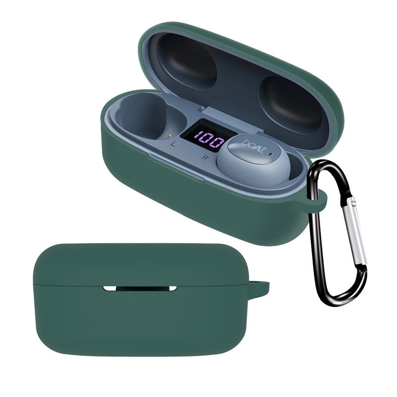 Silicone Case for Boat Airdopes 121 V2 Protective Cover Bluetooth Earbuds Case Cover with Anti-Loss Buckle