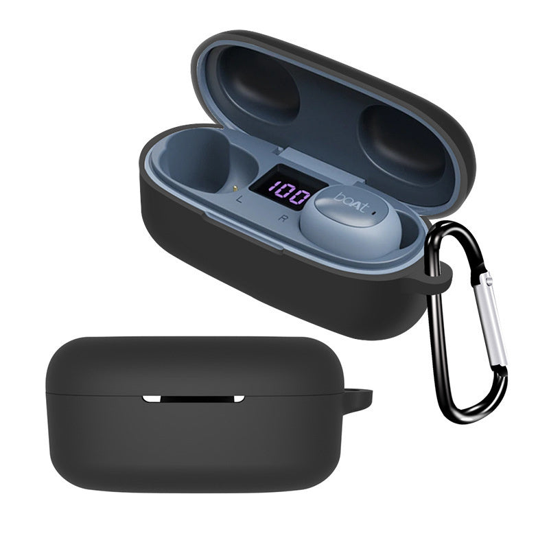 Silicone Case for Boat Airdopes 121 V2 Protective Cover Bluetooth Earbuds Case Cover with Anti-Loss Buckle