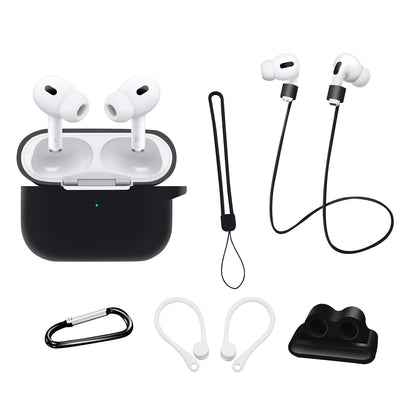 For AirPods Pro 2 Silicone Cover Neck Rope Hanging Buckle Ear Hook 6-in-1 Anti-lost Accessories Kit