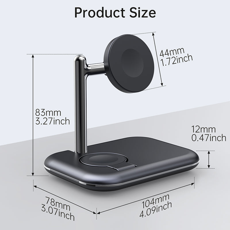 V19A 2-in-1 Magnetic Wireless Charger for Apple Watch Ultra / Series 8 7 SE 6 5 4 3 2 / Watch Nike , Desk Foldable Watch Charging Station