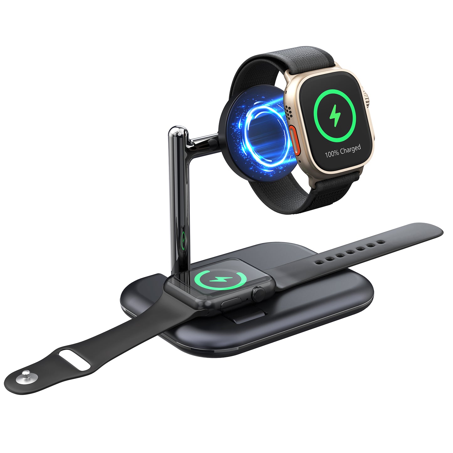 V19A 2-in-1 Magnetic Wireless Charger for Apple Watch Ultra / Series 8 7 SE 6 5 4 3 2 / Watch Nike , Desk Foldable Watch Charging Station