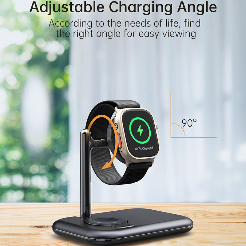 V19A 2-in-1 Magnetic Wireless Charger for Apple Watch Ultra / Series 8 7 SE 6 5 4 3 2 / Watch Nike , Desk Foldable Watch Charging Station