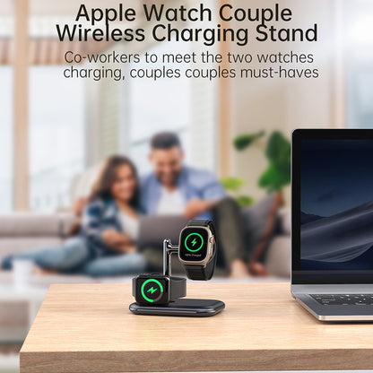 V19A 2-in-1 Magnetic Wireless Charger for Apple Watch Ultra / Series 8 7 SE 6 5 4 3 2 / Watch Nike , Desk Foldable Watch Charging Station