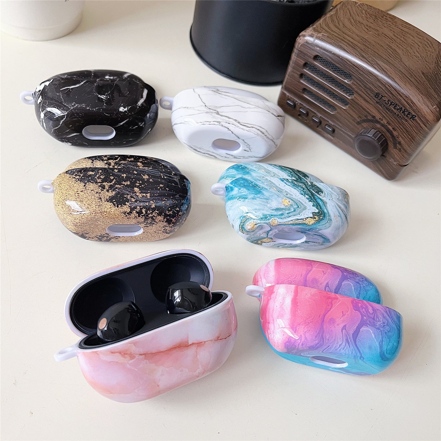 For Sony WF-1000XM5 Bluetooth Earphone PC Protective Case Marble Pattern Earbud Cover