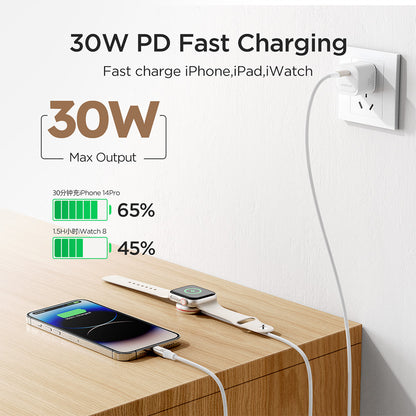 JOYROOM S-IW012 2 in 1 1.5m USB-C to Watch Magnetic Charger + 1.5m PD 30W Fast Charging Cable for Apple Watch  /  iPhone  /  iPad