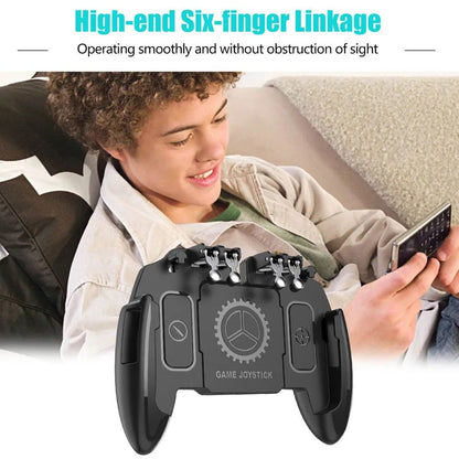 M10 Six Finger PUBG Mobile Joystick Controller L1 / R1 Triggers Gamepad for 4.7-6.5 Inch Phones