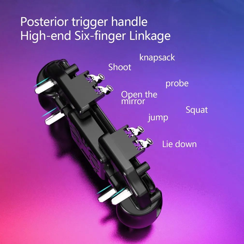 M10 Six Finger PUBG Mobile Joystick Controller L1 / R1 Triggers Gamepad for 4.7-6.5 Inch Phones