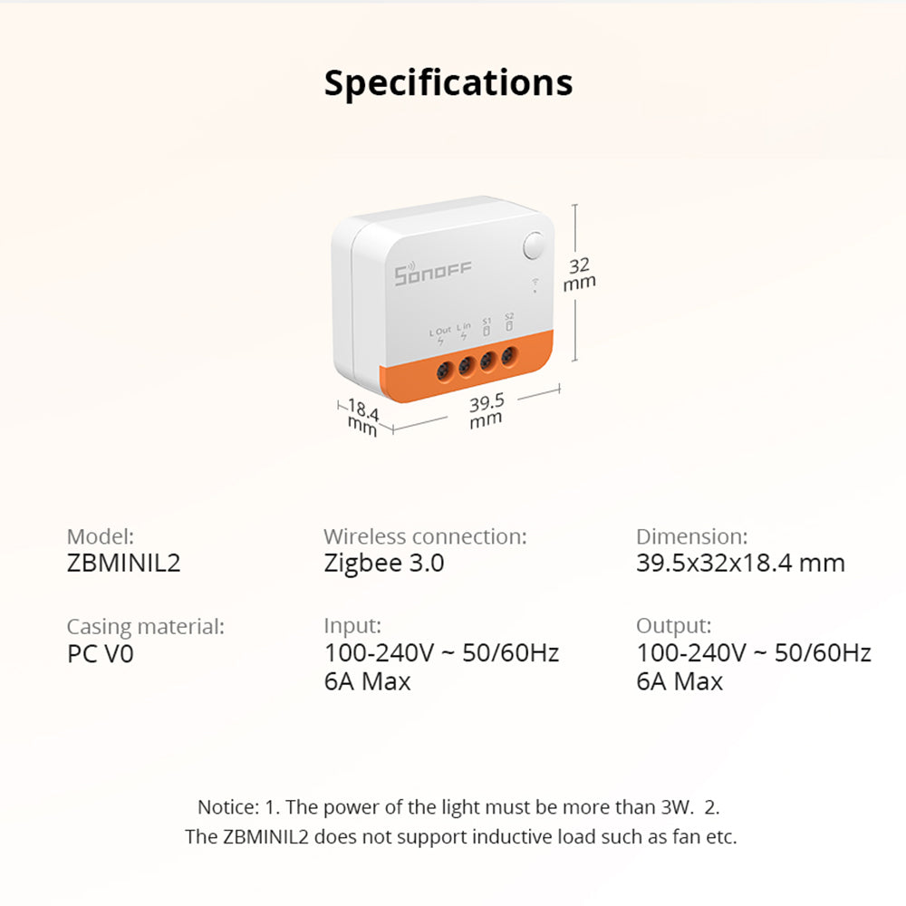 SONOFF ZBMINI2 Extreme Zigbee Smart Switch (No Zero Wire Required) Smart Life Mini Home Switch