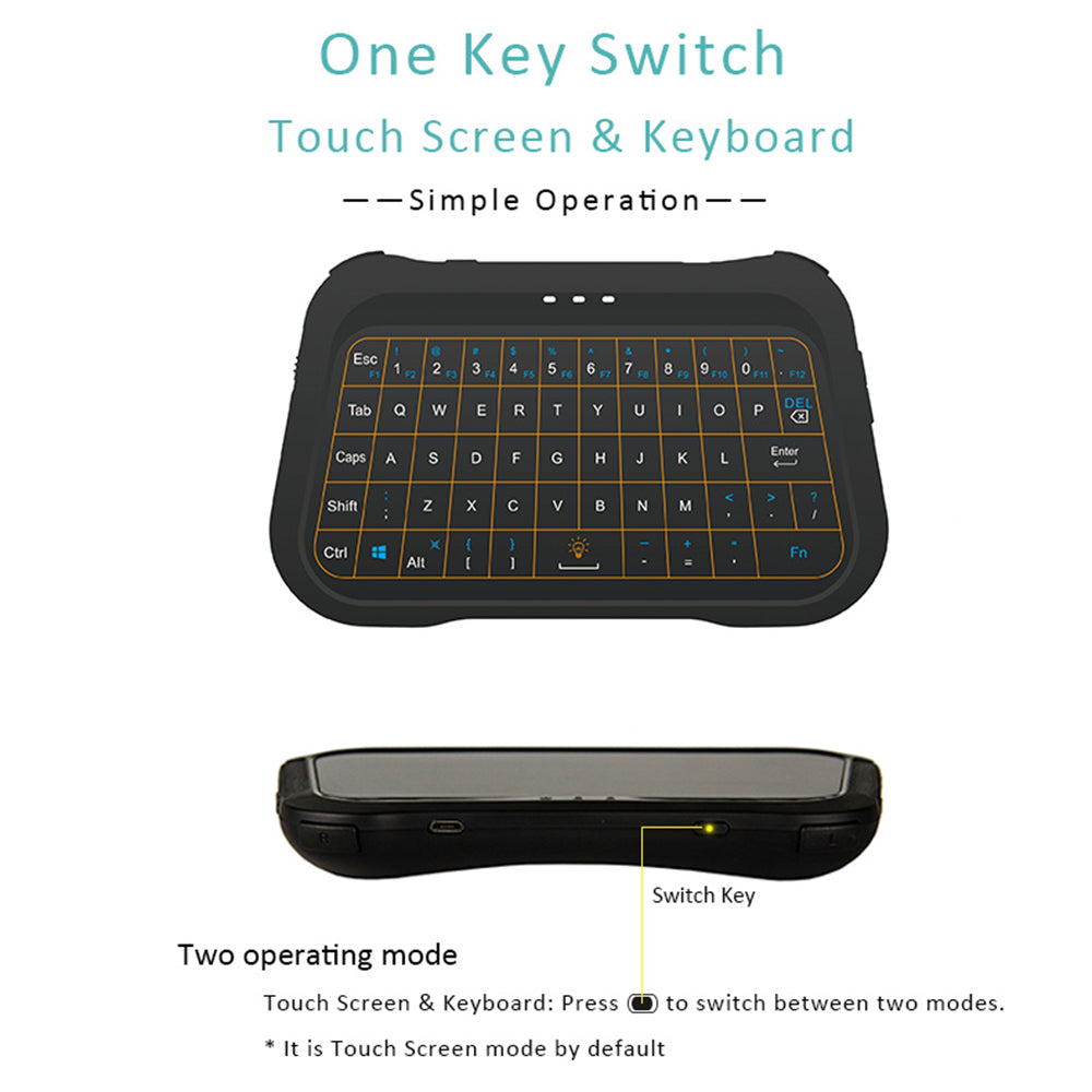 T18 Mini Wireless Keyboard Full Touch Screen Touchpad 3 Colors Backlit Rechargeable Mute Mouse