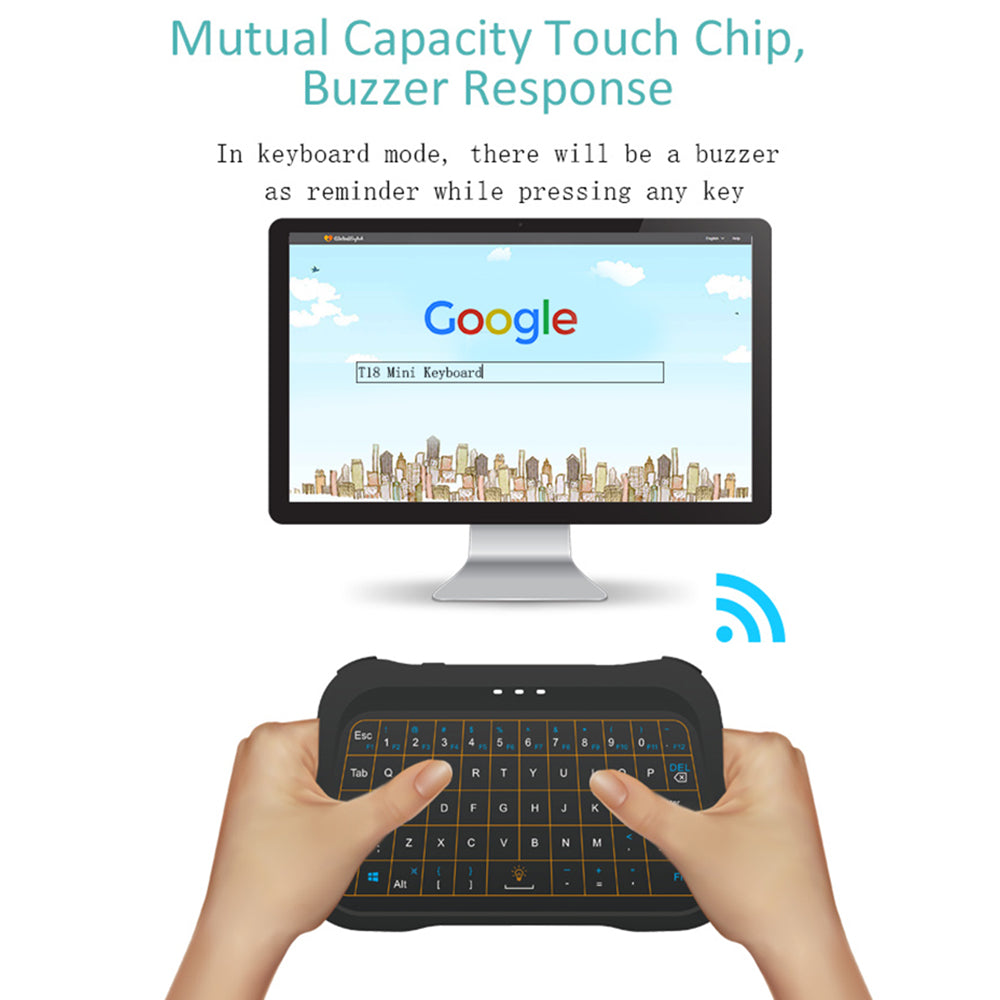 T18 Mini Wireless Keyboard Full Touch Screen Touchpad 3 Colors Backlit Rechargeable Mute Mouse